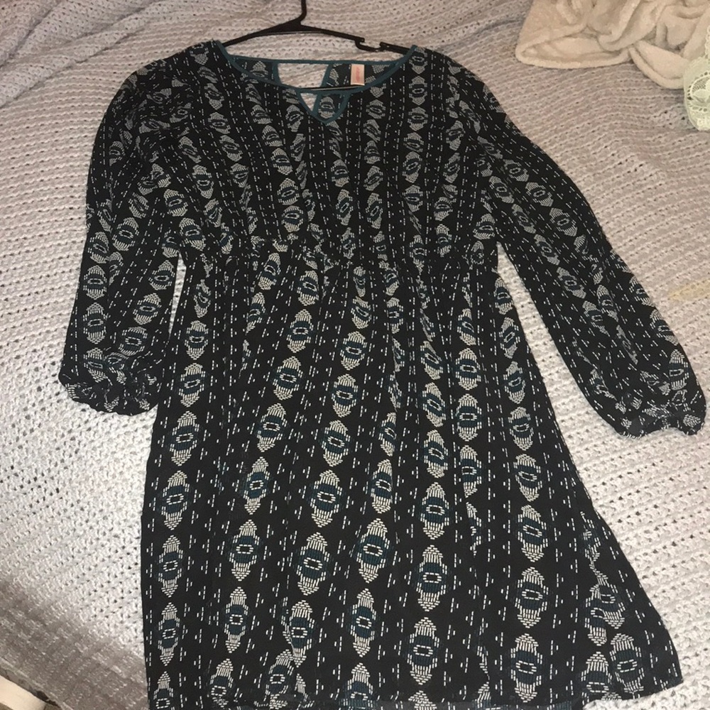 Black & Green Patterned Dress